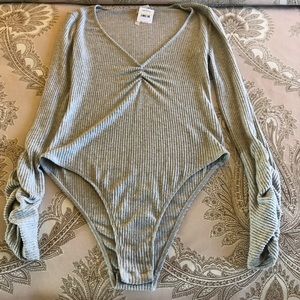 Free People Gray Bodysuit.